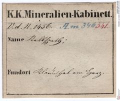 Etiketten zu Calcit (NHMW-MIN-Am340)